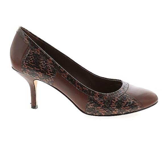 Johnston & Murphy Shoes - Johnston & Murphy Womens Brown Croc Print Leather Heels Pumps Size 9.5 M